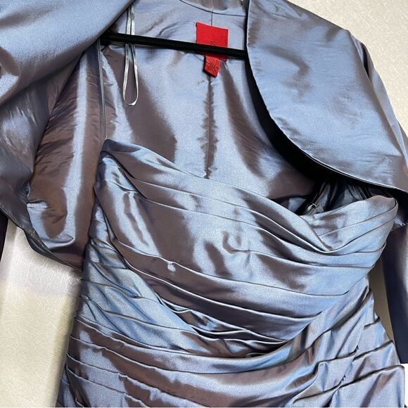 JS Collections 2pc Iridescent Ruched Taffeta Bolero + Gown 14 - Picture 3 of 7